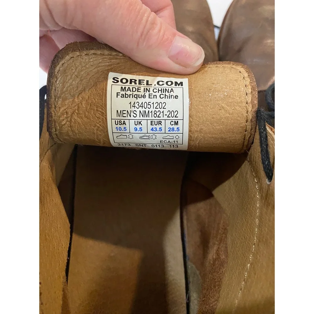 Sorel Woodburn Brown Leather Chukka Boots Men 10.5 NM1821-202 Desert Ankle Shoes